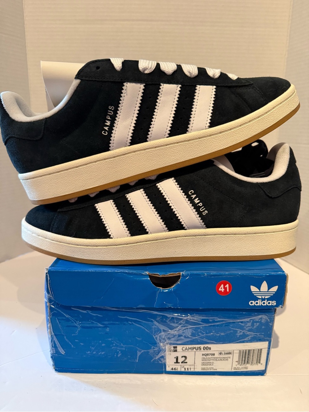 adidas Black and White Campus Men’s Suede Sneakers